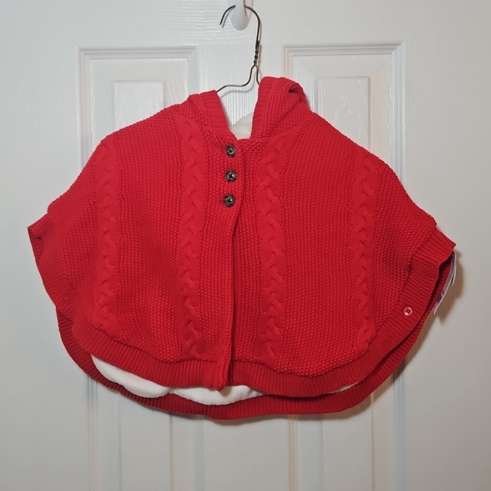 CARTER'S RED HOODED PONCHO RED 24 MONTHS